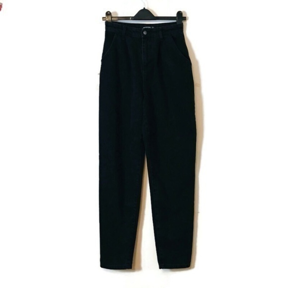Nasty Gal Washed Black High Waisted Tapered Leg Baggy Mom Fit Jeans Size 2 26